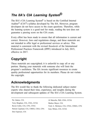 Iias Certified Internal Auditor Cia Learning System Individual Part 1 ...