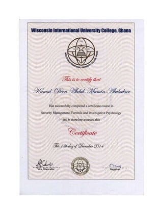 Certificate - Mr. Abubakar