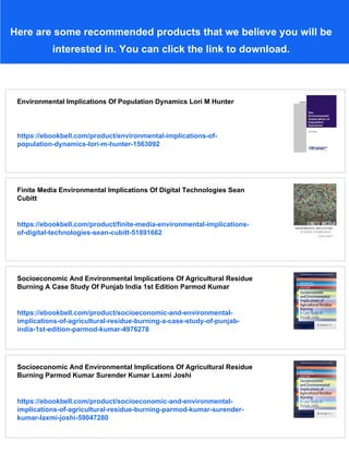 Sean Cubitt Environmental Implications Of Recycling And Recycled Products 1st ...