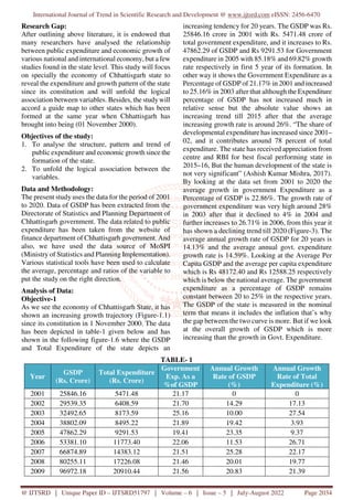 Public Expenditure and Economic Growth in Chhattisgarh State An ...
