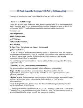 Audit Report Model and Sample | PDF