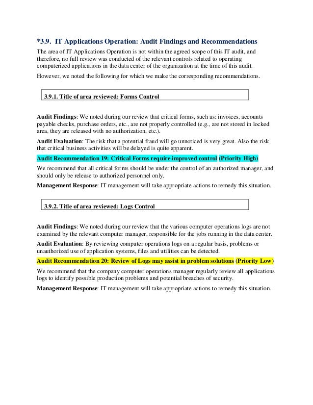 audit report model and sample audit report sample