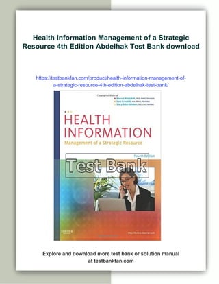Health Information Management of a Strategic Resource 4th Edition ...
