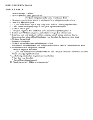 26866747 Soalan Pengenalan Ilmu Usul Fiqh Soalan Objektif
