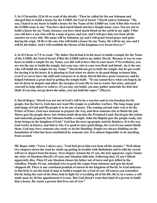 ow God makes a covenant 
with David which involves not only the physical children of Abraham, the Israelites, but also the 
spiritual children of Abraham. It has a twofold meaning. Interwoven in this covenant is both the 
picture of David's dynasty which he established on earth and also the picture of the eternal reign 
of the Son of David, Jesus Christ. 
5. GotQuestions.org has this paragraph on the Davidic Covenant: “Question: "What is the 
Davidic covenant?" 
Answer: The Davidic Covenant refers to God’s promises to David through  