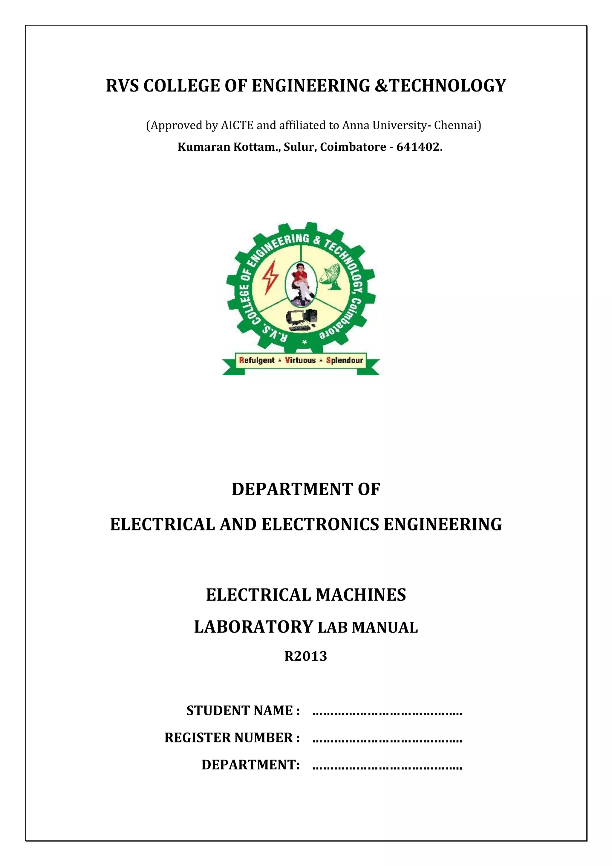 269010454 electricalmachineslabmanualforpetrochemaical PDF