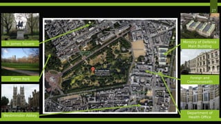 27
Ministry of Defence
Main Building
Foreign and
Commonwealth
Office
Department of
Health Office
Green Park
Westminster Abbey
St James Square
 
