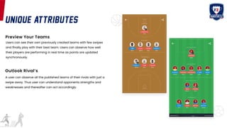 unique Attributes
Preview Your Teams
Users can see their own previously created teams with few swipes
and finally play wit...