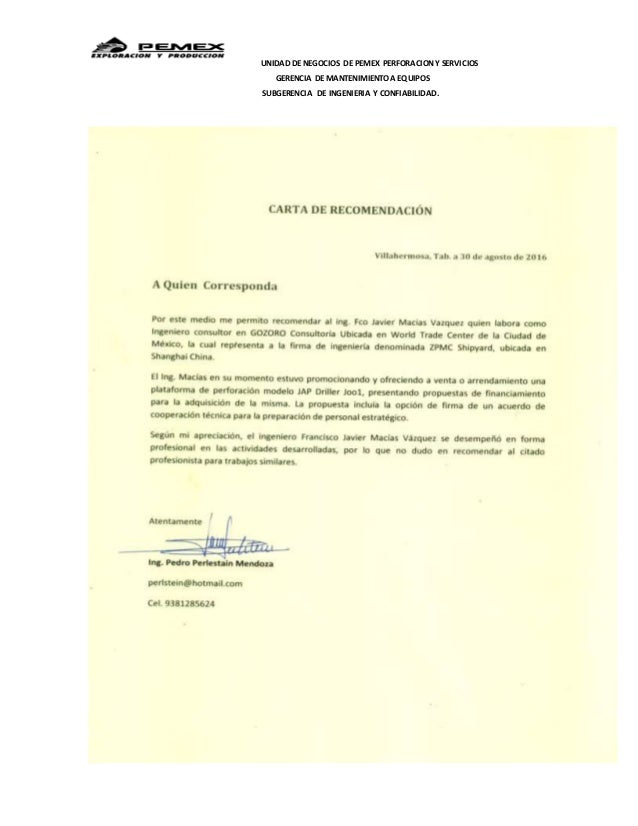 cartas de recomendacion ejemplos