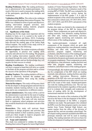 Enhanced Reading Intervention Program RIPro for Junior High School ...