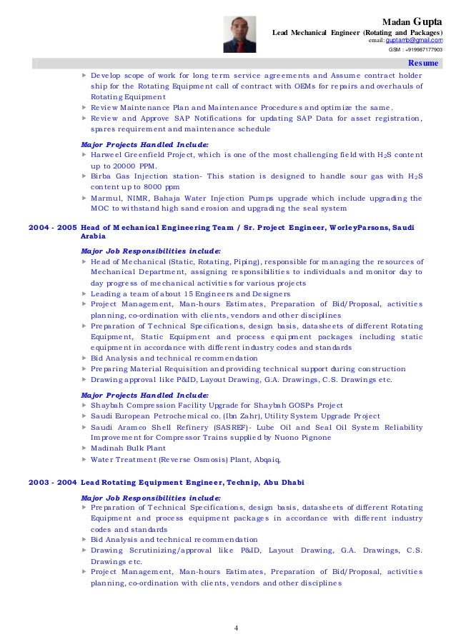 project mechanical engineer job description