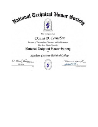 NTHS Certificate