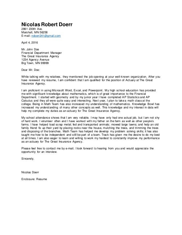 actuary resume cover letters