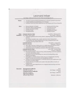 Leonard's Resume