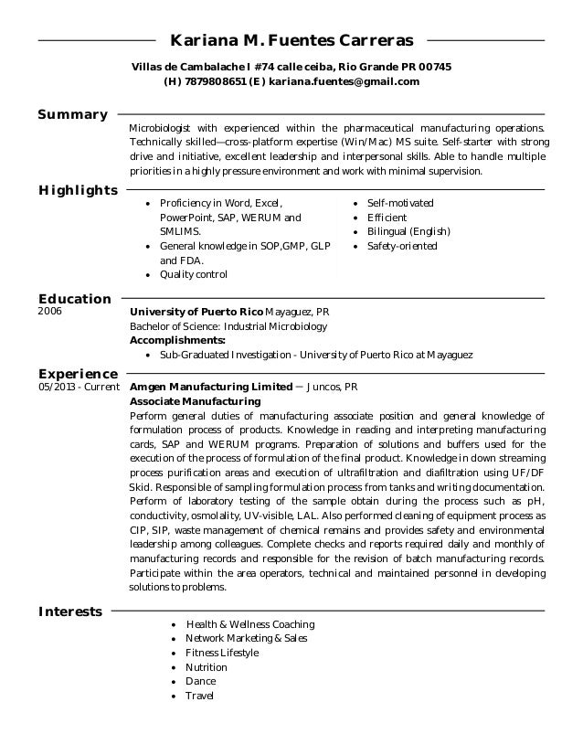 microbiologist resumes
