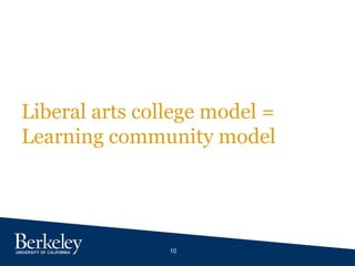 10
Liberal arts college model =
Learning community model
 