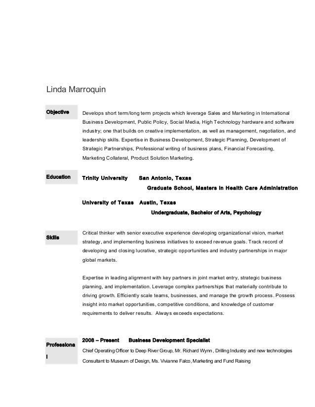 Resume June Linda Marroquin Objective Develops Short Termlong Term Projects Which Leverage Sales And Marketing In
