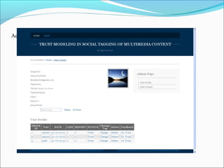 Admin page(User Content):
 