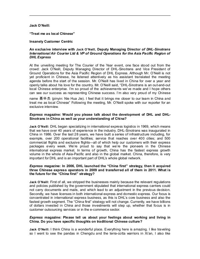 China Express Magazine In Depth Interview With Jack O Neil