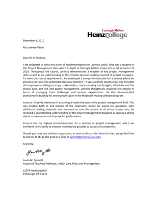 Synnot Recommendation Letter (1) | PDF