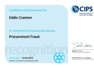 Eddie Cranmer
Procurement Fraud
12/06/2015
 