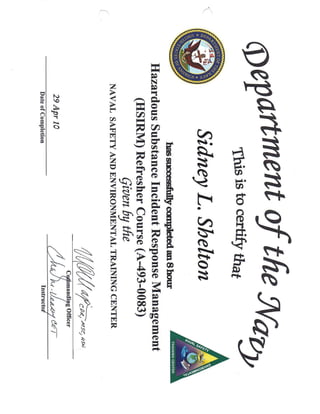 Certificate - HSIRM Course