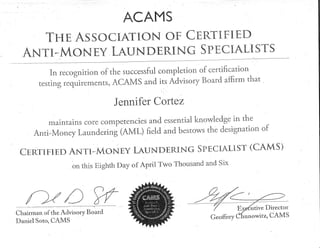 CAMs certification