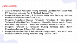 Pengaruh Perputaran Piutang Terhadap Likuiditas: Studi Kasus pada Agya Apriza 2013