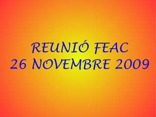 REUNIÓ FEAC
26 NOVEMBRE 2009
 