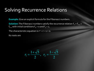 recurrence relations | PPTX