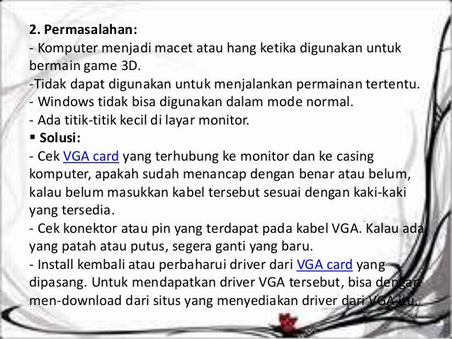 troubleshooting pada VGA, penyebab dan solusinya