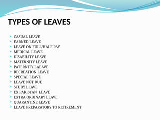 26 Service Rules Revised Leave Rules 1981 by Sidra Amir.pptx