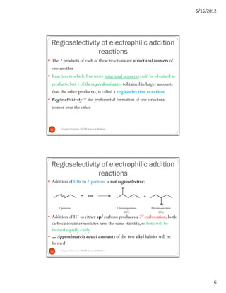 Regioselectivity Examples (26) session 26 electrophilic addition of alkenes | PDF