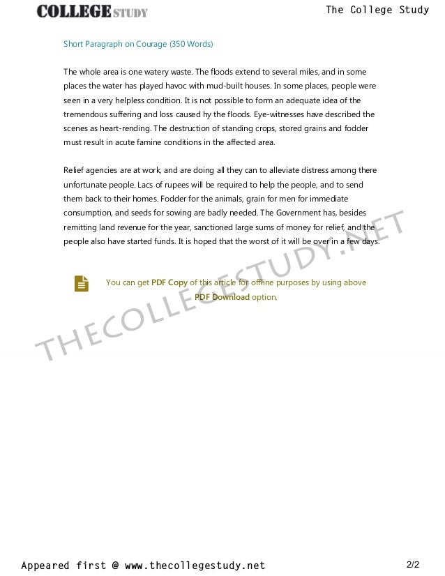 26 short paragraph on a flood scene the college study