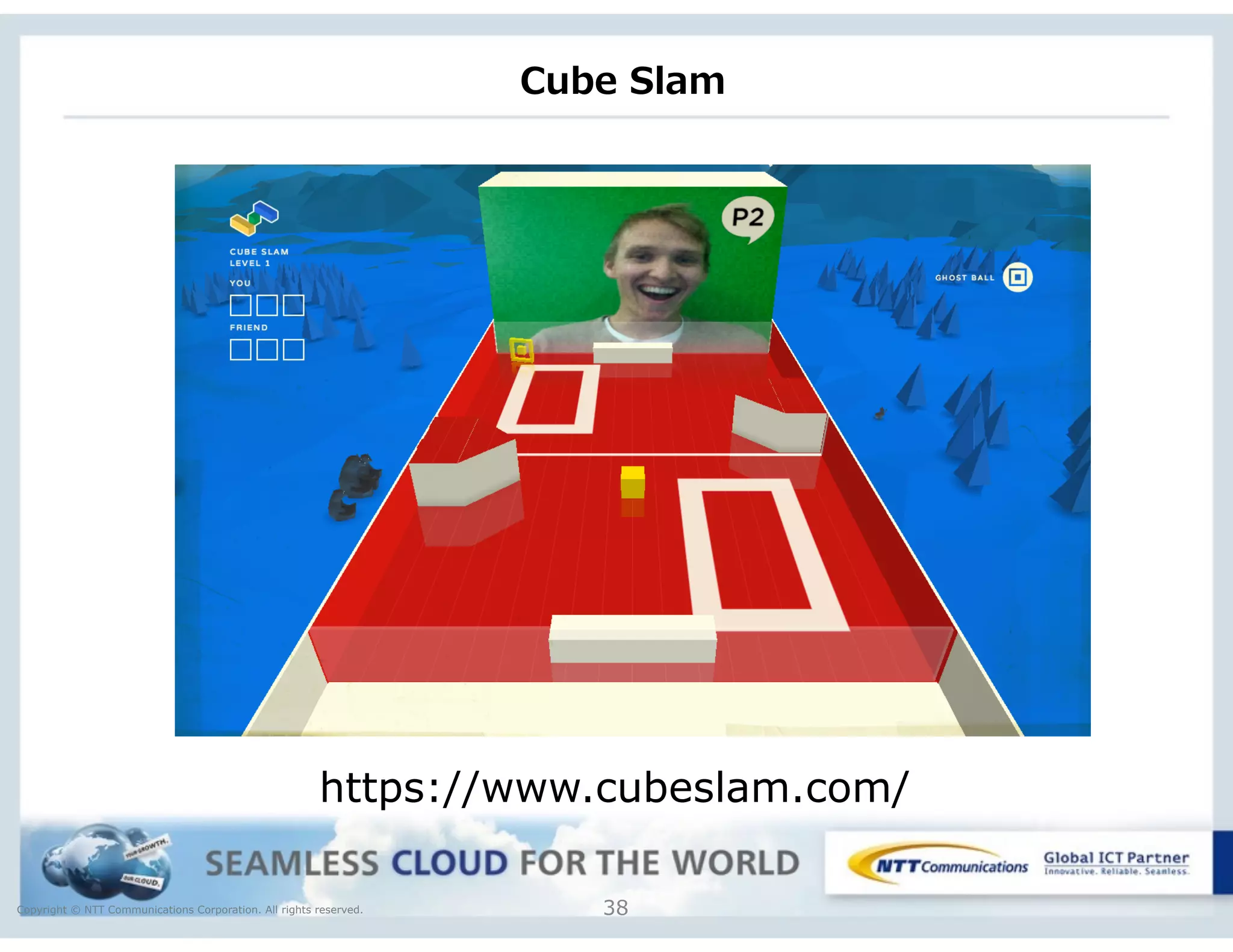 Copyright © NTT Communications Corporation. All rights reserved. 38
https://www.cubeslam.com/
Cube  Slam
 
