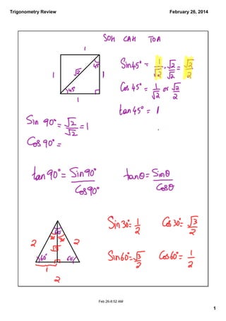 Trigonometry Review

February 26, 2014

Feb 26­8:52 AM

1

 