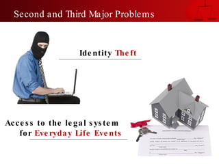 Second and Third Major Problems Identity  Theft Access to the legal system  for  Everyday Life Events 