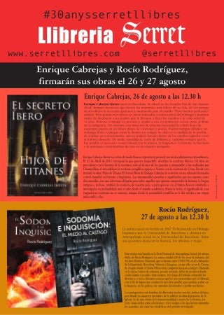 26 de agosto, Enrique Cabrejas,  presenta 'Hijos de Titanes,el secreto íbero' 