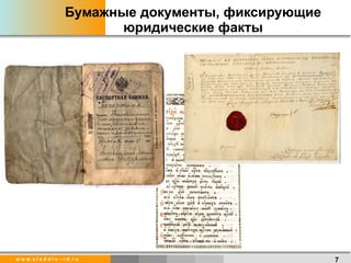 Бумажные документы, фиксирующие юридические факты 
