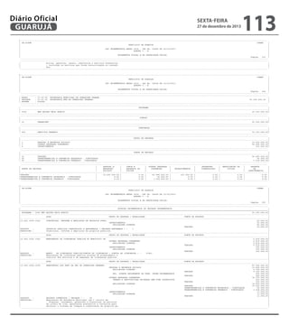 Diário Oficial
GUARUJÁ

sexta-feira

27 de dezembro de 2013

113

-------------------------------------------------------------------------------------------------------------------------------------------------------------------------------------------------------| CN-SIFPM
CONAM
|
|
MUNICIPIO DE GUARUJA
|
|
|
|
LEI ORCAMENTARIA ANUAL 2014 - LEI No. 04068 DE 12/12/2013
|
|
QUADRO I - B
|
|
|
|
ORCAMENTOS FISCAL E DA SEGURIDADE SOCIAL
|
|
Pagina
103 |
----------------------------------------------------------------------------------------------------------------------------------------------------------------------------------------------------------------------------------------------------------------------------------------------------------------------------------------------------------------------------------------------------------------|
blicos, galerias, canais, cemiterios e servicos funerarios
|
|
; incluindo os servicos que forem terceirizados ou concedi|
|
dos.
|
---------------------------------------------------------------------------------------------------------------------------------------------------------------------------------------------------------------------------------------------------------------------------------------------------------------------------------------------------------------------------------------------------------------| CN-SIFPM
CONAM
|
|
MUNICIPIO DE GUARUJA
|
|
|
|
LEI ORCAMENTARIA ANUAL 2014 - LEI No. 04068 DE 12/12/2013
|
|
QUADRO I - B
|
|
|
|
ORCAMENTOS FISCAL E DA SEGURIDADE SOCIAL
|
|
Pagina
104 |
----------------------------------------------------------------------------------------------------------------------------------------------------------------------------------------------------------------------------------------------------------------------------------------------------------------------------------------------------------------------------------------------------------------| ORGAO
: 27.00.00 SECRETARIA MUNICIPAL DE OPERACOES URBANA
|
| UNIDADE
: 27.01.00 SECRETARIA MUN DE OPERACOES URBANAS
93.393.000,00 |
| ESFERA
: FISCAL
|
----------------------------------------------------------------------------------------------------------------------------------------------------------------------------------------------------------------------------------------------------------------------------------------------------------------------------------------------------------------------------------------------------------------|
PROGRAMA
|
|---------------------------------------------------------------------------------------------------------------------------------------------------------------------------------------------------------|
| 3006
MEU BAIRRO MAIS BONITO
93.393.000,00|
----------------------------------------------------------------------------------------------------------------------------------------------------------------------------------------------------------------------------------------------------------------------------------------------------------------------------------------------------------------------------------------------------------------|
FUNCAO
|
|---------------------------------------------------------------------------------------------------------------------------------------------------------------------------------------------------------|
| 15
URBANISMO
93.393.000,00|
----------------------------------------------------------------------------------------------------------------------------------------------------------------------------------------------------------------------------------------------------------------------------------------------------------------------------------------------------------------------------------------------------------------|
SUBFUNCAO
|
|---------------------------------------------------------------------------------------------------------------------------------------------------------------------------------------------------------|
| 452
SERVICOS URBANOS
93.393.000,00|
----------------------------------------------------------------------------------------------------------------------------------------------------------------------------------------------------------------------------------------------------------------------------------------------------------------------------------------------------------------------------------------------------------------|
GRUPO DE DESPESA
|
|---------------------------------------------------------------------------------------------------------------------------------------------------------------------------------------------------------|
| 1
PESSOAL E ENCARGOS SOCIAIS
10.626.000,00|
| 3
OUTRAS DESPESAS CORRENTES
82.606.000,00|
| 4
INVESTIMENTOS
161.000,00|
----------------------------------------------------------------------------------------------------------------------------------------------------------------------------------------------------------------------------------------------------------------------------------------------------------------------------------------------------------------------------------------------------------------|
FONTE DE RECURSO
|
|---------------------------------------------------------------------------------------------------------------------------------------------------------------------------------------------------------|
| 01
TESOURO
92.283.000,00|
| 02
TRANSFERENCIAS E CONVENIOS ESTADUAIS - VINCULADOS
92.000,00|
| 05
TRANSFERENCIAS E CONVENIOS FEDERAIS - VINCULADOS
1.018.000,00|
---------------------------------------------------------------------------------------------------------------------------------------------------------------------------------------------------------------------------------------------------------------------------------------------------------------------------------------------------------------------------------------------------------------|
|
PESSOAL E
|
JUROS E
| OUTRAS DESPESAS |
|
INVERSOES
| AMORTIZACAO DA
|
RESERVA
|
| FONTE DE RECURSO
|
ENCARGOS
|
ENCARGOS DA
|
CORRENTES
|
INVESTIMENTOS
|
FINANCEIRAS
|
DIVIDA
|
DE
|
|
|
SOCIAIS
|
DIVIDA
|
|
|
|
|
CONTINGENCIA
|
|---------------------------------------------------------------------------------------------------------------------------------------------------------------------------------------------------------|
|TESOURO
|
10.626.000,00 |
0,00 |
81.496.000,00 |
161.000,00 |
0,00 |
0,00 |
0,00 |
|TRANSFERENCIAS E CONVENIOS ESTADUAIS - VINCULADOS
|
0,00 |
0,00 |
92.000,00 |
0,00 |
0,00 |
0,00 |
0,00 |
|TRANSFERENCIAS E CONVENIOS FEDERAIS - VINCULADOS
|
0,00 |
0,00 |
1.018.000,00 |
0,00 |
0,00 |
0,00 |
0,00 |
---------------------------------------------------------------------------------------------------------------------------------------------------------------------------------------------------------------------------------------------------------------------------------------------------------------------------------------------------------------------------------------------------------------| CN-SIFPM
CONAM
|
|
MUNICIPIO DE GUARUJA
|
|
|
|
LEI ORCAMENTARIA ANUAL 2014 - LEI No. 04068 DE 12/12/2013
|
|
QUADRO I - B
|
|
|
|
ORCAMENTOS FISCAL E DA SEGURIDADE SOCIAL
|
|
Pagina
105 |
----------------------------------------------------------------------------------------------------------------------------------------------------------------------------------------------------------------------------------------------------------------------------------------------------------------------------------------------------------------------------------------------------------------|
DOTACAO ORCAMENTARIA DA UNIDADE ORCAMENTARIA
|
|=========================================================================================================================================================================================================|
| PROGRAMA : 3006 MEU BAIRRO MAIS BONITO
93.393.000,00|
|---------------------------------------------------------------------------------------------------------------------------------------------------------------------------------------------------------|
|
ACAO
GRUPO DE DESPESA / MODALIDADE
FONTE DE RECURSO
|
|---------------------------------------------------------------------------------------------------------------------------------------------------------------------------------------------------------|
|15.452.3006.1024
CONSTRUCAO, REFORMA E AMPLIACAO DE PROPRIOS PUBLI
50.000,00|
|
INVESTIMENTOS
50.000,00|
|
APLICACOES DIRETAS
50.000,00|
|
TESOURO
50.000,00|
|PRODUTO
:
PROPRIOS PUBLICOS CONSTRUIDOS E REFORMADOS ( UNIDADE REFORMADA ) :
1
|
|DESCRICAO :
Construcao, reforma e ampliacao de proprios publicos.
|
|---------------------------------------------------------------------------------------------------------------------------------------------------------------------------------------------------------|
|
ACAO
GRUPO DE DESPESA / MODALIDADE
FONTE DE RECURSO
|
|---------------------------------------------------------------------------------------------------------------------------------------------------------------------------------------------------------|
|15.452.3006.1025
MANUTENCAO DA ILUMINACAO PUBLICA DO MUNICIPIO DE
5.979.000,00|
|
OUTRAS DESPESAS CORRENTES
5.879.000,00|
|
APLICACOES DIRETAS
5.879.000,00|
|
TESOURO
5.879.000,00|
|
INVESTIMENTOS
100.000,00|
|
APLICACOES DIRETAS
100.000,00|
|
TESOURO
100.000,00|
|PRODUTO
:
MANUT. DA ILUMINACAO PUBLICA/PONTOS DE ILUMINACAO ( PONTOS DE ILUMINACAO ) :
27821
|
|DESCRICAO :
Manutencao da iluminacao publica atraves do planejamento e
|
|
controle dos servicos e da expansao da iluminacao publica.
|
|---------------------------------------------------------------------------------------------------------------------------------------------------------------------------------------------------------|
|
ACAO
GRUPO DE DESPESA / MODALIDADE
FONTE DE RECURSO
|
|---------------------------------------------------------------------------------------------------------------------------------------------------------------------------------------------------------|
|15.452.3006.2199
MANUTENCAO DOS SERV DA SEC DE OPERACOES URBANAS
87.364.000,00|
|
PESSOAL E ENCARGOS SOCIAIS
10.626.000,00|
|
APLICACOES DIRETAS
9.726.000,00|
|
TESOURO
9.726.000,00|
|
APL. DIRETA DECORRENTE DE OPER. INTRA-ORCAMENTARIA
900.000,00|
|
TESOURO
900.000,00|
|
OUTRAS DESPESAS CORRENTES
76.727.000,00|
|
TRANSF.A INSTITUICOES PRIVADAS SEM FINS LUCRATIVOS
202.000,00|
|
TESOURO
202.000,00|
|
APLICACOES DIRETAS
76.525.000,00|
|
TESOURO
75.415.000,00|
|
TRANSFERENCIAS E CONVENIOS ESTADUAIS - VINCULADOS
92.000,00|
|
TRANSFERENCIAS E CONVENIOS FEDERAIS - VINCULADOS
1.018.000,00|
|
INVESTIMENTOS
11.000,00|
|
APLICACOES DIRETAS
11.000,00|
|
TESOURO
11.000,00|
|PRODUTO
:
BAIRROS ATENDIDOS ( UNIDADE ) :
29
|
|DESCRICAO :
Manutencao da Zeladoria Municipal com o intuito de:
|
|
- Planejar, coordenar, gerenciar e fiscalizar os servicos
|
|
de coleta de lixo, manutencao preventiva e corretiva para
|
|
melhorar o sistema de limepza e conservacao de proprios pu|
---------------------------------------------------------------------------------------------------------------------------------------------------------------------------------------------------------

 