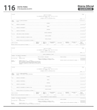 116

sexta-feira

27 de dezembro de 2013

Diário Oficial
GUARUJÁ

-------------------------------------------------------------------------------------------------------------------------------------------------------------------------------------------------------| CN-SIFPM
CONAM
|
|
MUNICIPIO DE GUARUJA
|
|
|
|
LEI ORCAMENTARIA ANUAL 2014 - LEI No. 04068 DE 12/12/2013
|
|
QUADRO I - B
|
|
|
|
ORCAMENTOS FISCAL E DA SEGURIDADE SOCIAL
|
|
Pagina
111 |
----------------------------------------------------------------------------------------------------------------------------------------------------------------------------------------------------------------------------------------------------------------------------------------------------------------------------------------------------------------------------------------------------------------| ORGAO
: 06.00.00 GUARUJA PREVIDENCIA
58.205.000,00 |
| ESFERA
: FISCAL
|
----------------------------------------------------------------------------------------------------------------------------------------------------------------------------------------------------------------------------------------------------------------------------------------------------------------------------------------------------------------------------------------------------------------|
PROGRAMA
|
|---------------------------------------------------------------------------------------------------------------------------------------------------------------------------------------------------------|
| 9999
RESERVA DE CONTINGENCIA
58.205.000,00|
----------------------------------------------------------------------------------------------------------------------------------------------------------------------------------------------------------------------------------------------------------------------------------------------------------------------------------------------------------------------------------------------------------------|
FUNCAO
|
|---------------------------------------------------------------------------------------------------------------------------------------------------------------------------------------------------------|
| 99
RESERVA DE CONTINGENCIA
58.205.000,00|
----------------------------------------------------------------------------------------------------------------------------------------------------------------------------------------------------------------------------------------------------------------------------------------------------------------------------------------------------------------------------------------------------------------|
SUBFUNCAO
|
|---------------------------------------------------------------------------------------------------------------------------------------------------------------------------------------------------------|
| 999
RESERVA DE CONTINTENCIA
58.205.000,00|
----------------------------------------------------------------------------------------------------------------------------------------------------------------------------------------------------------------------------------------------------------------------------------------------------------------------------------------------------------------------------------------------------------------|
UNIDADE ORCAMENTARIA
|
|---------------------------------------------------------------------------------------------------------------------------------------------------------------------------------------------------------|
| 06.02.00
FUNDO ESPECIAL GUARUJA PREVIDENCIA
58.205.000,00|
----------------------------------------------------------------------------------------------------------------------------------------------------------------------------------------------------------------------------------------------------------------------------------------------------------------------------------------------------------------------------------------------------------------|
GRUPO DE DESPESA
|
|---------------------------------------------------------------------------------------------------------------------------------------------------------------------------------------------------------|
| 9
RESERVA DE CONTINGENCIA OU RESERVA DO RPPS
58.205.000,00|
----------------------------------------------------------------------------------------------------------------------------------------------------------------------------------------------------------------------------------------------------------------------------------------------------------------------------------------------------------------------------------------------------------------|
FONTE DE RECURSO
|
|---------------------------------------------------------------------------------------------------------------------------------------------------------------------------------------------------------|
| 03
RECURSOS PROPRIOS DE FDOS ESPECIAIS DE DESPESA - V
58.205.000,00|
---------------------------------------------------------------------------------------------------------------------------------------------------------------------------------------------------------------------------------------------------------------------------------------------------------------------------------------------------------------------------------------------------------------|
|
PESSOAL E
|
JUROS E
| OUTRAS DESPESAS |
|
INVERSOES
| AMORTIZACAO DA
|
RESERVA
|
| FONTE DE RECURSO
|
ENCARGOS
|
ENCARGOS DA
|
CORRENTES
|
INVESTIMENTOS
|
FINANCEIRAS
|
DIVIDA
|
DE
|
|
|
SOCIAIS
|
DIVIDA
|
|
|
|
|
CONTINGENCIA
|
|---------------------------------------------------------------------------------------------------------------------------------------------------------------------------------------------------------|
|RECURSOS PROPRIOS DE FDOS ESPECIAIS DE DESPESA - V
|
0,00 |
0,00 |
0,00 |
0,00 |
0,00 |
0,00 |
58.205.000,00 |
---------------------------------------------------------------------------------------------------------------------------------------------------------------------------------------------------------

-------------------------------------------------------------------------------------------------------------------------------------------------------------------------------------------------------| CN-SIFPM
CONAM
|
|
MUNICIPIO DE GUARUJA
|
|
|
|
LEI ORCAMENTARIA ANUAL 2014 - LEI No. 04068 DE 12/12/2013
|
|
QUADRO I - B
|
|
|
|
ORCAMENTOS FISCAL E DA SEGURIDADE SOCIAL
|
|
Pagina
112 |
----------------------------------------------------------------------------------------------------------------------------------------------------------------------------------------------------------------------------------------------------------------------------------------------------------------------------------------------------------------------------------------------------------------|
DOTACAO ORCAMENTARIA DO ORCAO
|
|=========================================================================================================================================================================================================|
| PROGRAMA : 9999 RESERVA DE CONTINGENCIA
58.205.000,00|
|---------------------------------------------------------------------------------------------------------------------------------------------------------------------------------------------------------|
|
ACAO
GRUPO DE DESPESA / MODALIDADE
FONTE DE RECURSO
|
|---------------------------------------------------------------------------------------------------------------------------------------------------------------------------------------------------------|
|99.999.9999.9001
RESERVA DO RPPS
58.205.000,00|
|
RESERVA DE CONTINGENCIA OU RESERVA DO RPPS
58.205.000,00|
|
RESERVA DE CONTINGENCIA OU RESERVA DO RPPS
58.205.000,00|
|
RECURSOS PROPRIOS DE FDOS ESPECIAIS DE DESPESA - V
58.205.000,00|
|PRODUTO
:
RESERVA DO RPPS ( R$ ) :
58205000
|
|DESCRICAO :
Reserva referente ao superavit orcamentario do Regime Pro|
|
prio de Previdencia Social dos servidores publicos integran
|
|
tes do quadro de pessoal da Administratcao Publica Direta,
|
|
Autarquica e Fundacional do Poder Executivo do Municipio de
|
|
Guaruja.
|
---------------------------------------------------------------------------------------------------------------------------------------------------------------------------------------------------------------------------------------------------------------------------------------------------------------------------------------------------------------------------------------------------------------| CN-SIFPM
CONAM
|
|
MUNICIPIO DE GUARUJA
|
|
|
|
LEI ORCAMENTARIA ANUAL 2014 - LEI No. 04068 DE 12/12/2013
|
|
QUADRO I - B
|
|
|
|
ORCAMENTOS FISCAL E DA SEGURIDADE SOCIAL
|
|
Pagina
113 |
----------------------------------------------------------------------------------------------------------------------------------------------------------------------------------------------------------------------------------------------------------------------------------------------------------------------------------------------------------------------------------------------------------------| ORGAO
: 06.00.00 GUARUJA PREVIDENCIA
|
| UNIDADE
: 06.02.00 FUNDO ESPECIAL GUARUJA PREVIDENCIA
58.205.000,00 |
| ESFERA
: FISCAL
|
----------------------------------------------------------------------------------------------------------------------------------------------------------------------------------------------------------------------------------------------------------------------------------------------------------------------------------------------------------------------------------------------------------------|
PROGRAMA
|
|---------------------------------------------------------------------------------------------------------------------------------------------------------------------------------------------------------|
| 9999
RESERVA DE CONTINGENCIA
58.205.000,00|
----------------------------------------------------------------------------------------------------------------------------------------------------------------------------------------------------------------------------------------------------------------------------------------------------------------------------------------------------------------------------------------------------------------|
FUNCAO
|
|---------------------------------------------------------------------------------------------------------------------------------------------------------------------------------------------------------|
| 99
RESERVA DE CONTINGENCIA
58.205.000,00|
----------------------------------------------------------------------------------------------------------------------------------------------------------------------------------------------------------------------------------------------------------------------------------------------------------------------------------------------------------------------------------------------------------------|
SUBFUNCAO
|
|---------------------------------------------------------------------------------------------------------------------------------------------------------------------------------------------------------|
| 999
RESERVA DE CONTINTENCIA
58.205.000,00|
----------------------------------------------------------------------------------------------------------------------------------------------------------------------------------------------------------------------------------------------------------------------------------------------------------------------------------------------------------------------------------------------------------------|
GRUPO DE DESPESA
|
|---------------------------------------------------------------------------------------------------------------------------------------------------------------------------------------------------------|
| 9
RESERVA DE CONTINGENCIA OU RESERVA DO RPPS
58.205.000,00|
----------------------------------------------------------------------------------------------------------------------------------------------------------------------------------------------------------------------------------------------------------------------------------------------------------------------------------------------------------------------------------------------------------------|
FONTE DE RECURSO
|
|---------------------------------------------------------------------------------------------------------------------------------------------------------------------------------------------------------|
| 03
RECURSOS PROPRIOS DE FDOS ESPECIAIS DE DESPESA - V
58.205.000,00|
---------------------------------------------------------------------------------------------------------------------------------------------------------------------------------------------------------------------------------------------------------------------------------------------------------------------------------------------------------------------------------------------------------------|
|
PESSOAL E
|
JUROS E
| OUTRAS DESPESAS |
|
INVERSOES
| AMORTIZACAO DA
|
RESERVA
|
| FONTE DE RECURSO
|
ENCARGOS
|
ENCARGOS DA
|
CORRENTES
|
INVESTIMENTOS
|
FINANCEIRAS
|
DIVIDA
|
DE
|
|
|
SOCIAIS
|
DIVIDA
|
|
|
|
|
CONTINGENCIA
|
|---------------------------------------------------------------------------------------------------------------------------------------------------------------------------------------------------------|
|RECURSOS PROPRIOS DE FDOS ESPECIAIS DE DESPESA - V
|
0,00 |
0,00 |
0,00 |
0,00 |
0,00 |
0,00 |
58.205.000,00 |
----------------------------------------------------------------------------------------------------------------------------------------------------------------------------------------------------------------------------------------------------------------------------------------------------------------------------------------------------------------------------------------------------------------|
DOTACAO ORCAMENTARIA DA UNIDADE ORCAMENTARIA
|
|=========================================================================================================================================================================================================|
| PROGRAMA : 9999 RESERVA DE CONTINGENCIA
58.205.000,00|
|---------------------------------------------------------------------------------------------------------------------------------------------------------------------------------------------------------|
|
ACAO
GRUPO DE DESPESA / MODALIDADE
FONTE DE RECURSO
|
|---------------------------------------------------------------------------------------------------------------------------------------------------------------------------------------------------------|
|99.999.9999.9001
RESERVA DO RPPS
58.205.000,00|
|
RESERVA DE CONTINGENCIA OU RESERVA DO RPPS
58.205.000,00|
|
RESERVA DE CONTINGENCIA OU RESERVA DO RPPS
58.205.000,00|
|
RECURSOS PROPRIOS DE FDOS ESPECIAIS DE DESPESA - V
58.205.000,00|
|PRODUTO
:
RESERVA DO RPPS ( R$ ) :
58205000
|
|DESCRICAO :
Reserva referente ao superavit orcamentario do Regime Pro|
---------------------------------------------------------------------------------------------------------------------------------------------------------------------------------------------------------

 