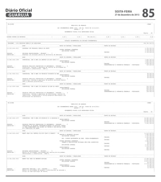 Diário Oficial
GUARUJÁ

sexta-feira

27 de dezembro de 2013

85

-------------------------------------------------------------------------------------------------------------------------------------------------------------------------------------------------------| CN-SIFPM
CONAM
|
|
MUNICIPIO DE GUARUJA
|
|
|
|
LEI ORCAMENTARIA ANUAL 2014 - LEI No. 04068 DE 12/12/2013
|
|
QUADRO I - B
|
|
|
|
ORCAMENTOS FISCAL E DA SEGURIDADE SOCIAL
|
|
Pagina
45 |
----------------------------------------------------------------------------------------------------------------------------------------------------------------------------------------------------------------------------------------------------------------------------------------------------------------------------------------------------------------------------------------------------------------|OUTRAS FONTES DE RECURSOS
|
0,00 |
0,00 |
290.000,00 |
0,00 |
0,00 |
0,00 |
0,00 |
----------------------------------------------------------------------------------------------------------------------------------------------------------------------------------------------------------------------------------------------------------------------------------------------------------------------------------------------------------------------------------------------------------------|
DOTACAO ORCAMENTARIA DA UNIDADE ORCAMENTARIA
|
|=========================================================================================================================================================================================================|
| PROGRAMA : 1002 EDUCACAO AMPLA E DE QUALIDADE
358.782.000,00|
|---------------------------------------------------------------------------------------------------------------------------------------------------------------------------------------------------------|
|
ACAO
GRUPO DE DESPESA / MODALIDADE
FONTE DE RECURSO
|
|---------------------------------------------------------------------------------------------------------------------------------------------------------------------------------------------------------|
|12.122.1002.0011
DESPESAS COM ENCARGOS GERAIS DA SEDUC
2.709.000,00|
|
OUTRAS DESPESAS CORRENTES
2.709.000,00|
|
APLICACOES DIRETAS
2.709.000,00|
|
TESOURO
2.709.000,00|
|PRODUTO
:
UNIDADES ADMINISTRADAS ( UNIDADE ) :
7
|
|DESCRICAO :
Despesas com encargos gerais da Secretaria da Educacao.
|
|---------------------------------------------------------------------------------------------------------------------------------------------------------------------------------------------------------|
|
ACAO
GRUPO DE DESPESA / MODALIDADE
FONTE DE RECURSO
|
|---------------------------------------------------------------------------------------------------------------------------------------------------------------------------------------------------------|
|12.244.1002.1009
CONSTRUCAO, REF E AMPL DE CENTROS DE ATIV EDUC E C
1.820.000,00|
|
INVESTIMENTOS
1.820.000,00|
|
APLICACOES DIRETAS
1.820.000,00|
|
TESOURO
1.500.000,00|
|
TRANSFERENCIAS E CONVENIOS FEDERAIS - VINCULADOS
320.000,00|
|PRODUTO
:
PROPRIOS PUBLICOS CONSTRUIDOS OU REFORMADOS ( UNIDADE ) :
0
|
|DESCRICAO :
Construcao, reforma e ampliacao de centros de atividades ed
|
|
ucacionais e comunitarias - CAEC's.
|
|---------------------------------------------------------------------------------------------------------------------------------------------------------------------------------------------------------|
|
ACAO
GRUPO DE DESPESA / MODALIDADE
FONTE DE RECURSO
|
|---------------------------------------------------------------------------------------------------------------------------------------------------------------------------------------------------------|
|12.363.1002.1011
CONSTRUCAO, REF E AMPL DE PROPRIOS VOLTADOS AO ENS
80.000,00|
|
INVESTIMENTOS
80.000,00|
|
APLICACOES DIRETAS
80.000,00|
|
TESOURO
80.000,00|
|PRODUTO
:
PROPRIOS PUBLICOS CONSTRUIDOS OU REFORMADOS ( UNIDADE ) :
0
|
|DESCRICAO :
Construcao, reforma e ampliacao de predios escolares destin
|
|
ados a educacao profissional.
|
|---------------------------------------------------------------------------------------------------------------------------------------------------------------------------------------------------------|
|
ACAO
GRUPO DE DESPESA / MODALIDADE
FONTE DE RECURSO
|
|---------------------------------------------------------------------------------------------------------------------------------------------------------------------------------------------------------|
|12.122.1002.1044
CONSTRUCAO, REF E AMPL DE PROPRIOS DA ADM DA SEDUC
556.000,00|
|
INVESTIMENTOS
556.000,00|
|
APLICACOES DIRETAS
556.000,00|
|
TESOURO
400.000,00|
|
TRANSFERENCIAS E CONVENIOS FEDERAIS - VINCULADOS
156.000,00|
|PRODUTO
:
PROPRIOS PUBLICOS CONSTRUIDOS OU REFORMADOS ( UNIDADE ) :
0
|
|DESCRICAO :
Construcao, reforma e ampliacao de bibliotecas, centros de
|
|
capacitacao, almoxarifado e outros proprios destinados a ad
|
|
ministracao da secretaria.
|

-------------------------------------------------------------------------------------------------------------------------------------------------------------------------------------------------------| CN-SIFPM
CONAM
|
|
MUNICIPIO DE GUARUJA
|
|
|
|
LEI ORCAMENTARIA ANUAL 2014 - LEI No. 04068 DE 12/12/2013
|
|
QUADRO I - B
|
|
|
|
ORCAMENTOS FISCAL E DA SEGURIDADE SOCIAL
|
|
Pagina
46 |
--------------------------------------------------------------------------------------------------------------------------------------------------------------------------------------------------------|---------------------------------------------------------------------------------------------------------------------------------------------------------------------------------------------------------|
|
ACAO
GRUPO DE DESPESA / MODALIDADE
FONTE DE RECURSO
|
|---------------------------------------------------------------------------------------------------------------------------------------------------------------------------------------------------------|
|12.365.1002.1077
CONSTRUCAO, REF E AMPL DE PROPRIOS P/ A EDUCACAO B
15.565.000,00|
|
INVESTIMENTOS
15.565.000,00|
|
APLICACOES DIRETAS
15.565.000,00|
|
TESOURO
12.565.000,00|
|
TRANSFERENCIAS E CONVENIOS FEDERAIS - VINCULADOS
3.000.000,00|
|PRODUTO
:
PROPRIOS PUBLICOS CONSTRUIDOS OU REFORMADOS ( UNIDADE ) :
5
|
|DESCRICAO :
CONSTRUCAO DE UNIDADES PREFERENCIALMENTE DE EDUCACAO INFANT
|
|
IL PARA ATENDIMENTO DOS ALUNOS DE CRECHE E PRE-ESCOLA VISAN
|
|
DO A AMPLIACAO DE VAGAS.
|
|---------------------------------------------------------------------------------------------------------------------------------------------------------------------------------------------------------|
|
ACAO
GRUPO DE DESPESA / MODALIDADE
FONTE DE RECURSO
|
|---------------------------------------------------------------------------------------------------------------------------------------------------------------------------------------------------------|
|12.244.1002.2030
MANUT SERV DOS CENTROS DE ATIV EDUC E COMUNIT - CA
11.610.000,00|
|
PESSOAL E ENCARGOS SOCIAIS
7.940.000,00|
|
APLICACOES DIRETAS
7.193.000,00|
|
TESOURO
7.193.000,00|
|
APL. DIRETA DECORRENTE DE OPER. INTRA-ORCAMENTARIA
747.000,00|
|
TESOURO
747.000,00|
|
OUTRAS DESPESAS CORRENTES
3.465.000,00|
|
TRANSF.A INSTITUICOES PRIVADAS SEM FINS LUCRATIVOS
89.000,00|
|
TESOURO
89.000,00|
|
APLICACOES DIRETAS
3.376.000,00|
|
TESOURO
3.376.000,00|
|
INVESTIMENTOS
205.000,00|
|
APLICACOES DIRETAS
205.000,00|
|
TESOURO
205.000,00|
|PRODUTO
:
UNIDADES ADMINISTRADAS ( UNIDADE ) :
0
|
|DESCRICAO :
Manter as atividades continuadas dos centros de atividades
|
|
educacionais e comunitarias - CAEC's.
|
|---------------------------------------------------------------------------------------------------------------------------------------------------------------------------------------------------------|
|
ACAO
GRUPO DE DESPESA / MODALIDADE
FONTE DE RECURSO
|
|---------------------------------------------------------------------------------------------------------------------------------------------------------------------------------------------------------|
|12.306.1002.2031
MANUT DOS SERV DA MERENDA ESCOLAR
17.483.000,00|
|
OUTRAS DESPESAS CORRENTES
17.471.000,00|
|
APLICACOES DIRETAS
17.471.000,00|
|
TESOURO
92.000,00|
|
TRANSFERENCIAS E CONVENIOS FEDERAIS - VINCULADOS
17.379.000,00|
|
INVESTIMENTOS
12.000,00|
|
APLICACOES DIRETAS
12.000,00|
|
TESOURO
12.000,00|
|PRODUTO
:
REFEICOES SERVIDAS / DIA ( UNIDADE ) :
70000
|
|DESCRICAO :
Manter as atividades de preparo e distribuicao da merenda e
|
|
scolar na rede municipal de ensino.
|

 