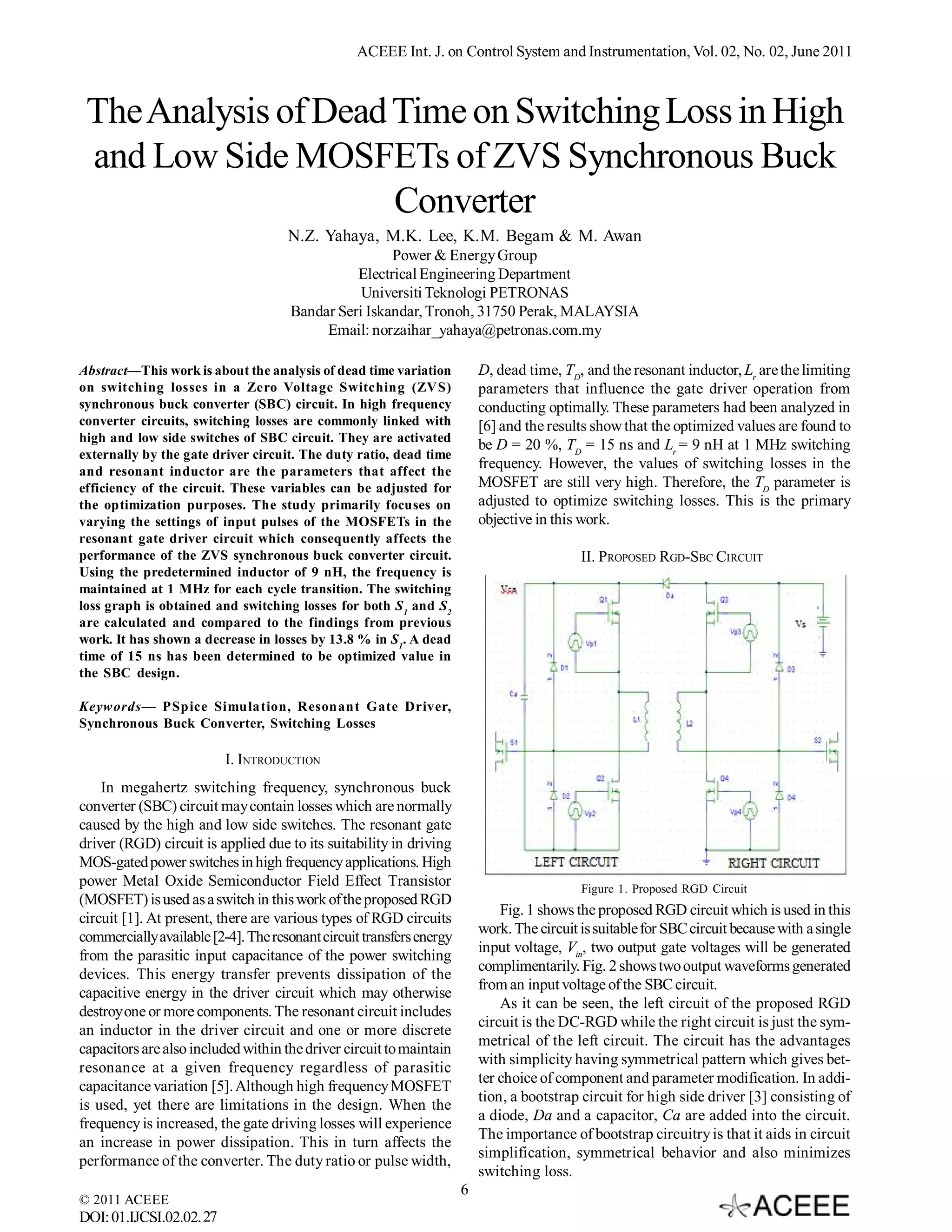 The Analysis of Dead Time on Switching Loss in High and Low Side