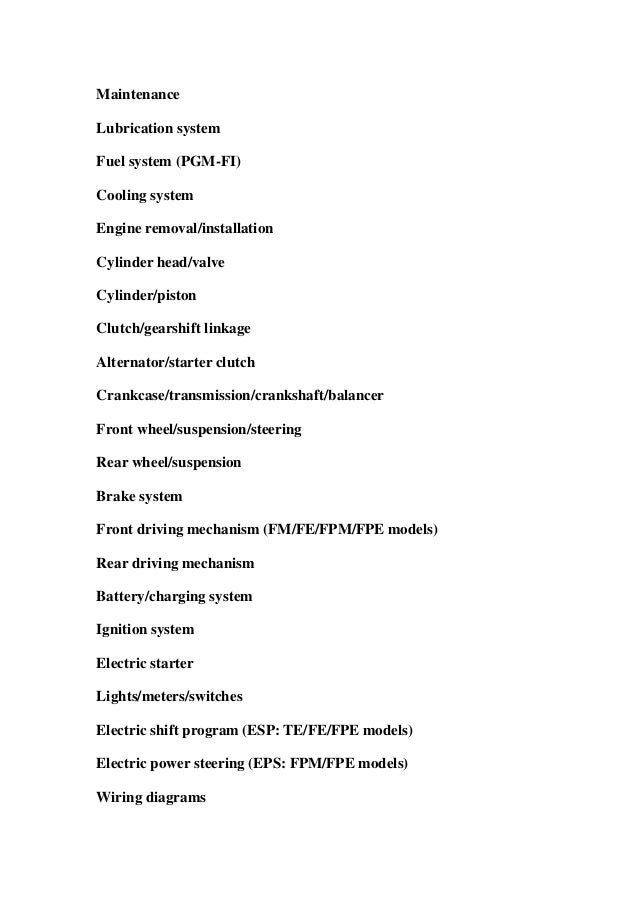 2008 Honda Rancher 420 Wiring Diagram Trx 4 Owners Manual