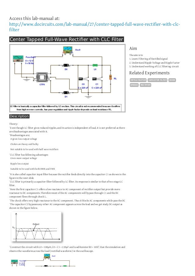 Center Tapped Full Wave Rectifier With CLC Filter center-tapped-full-wave-rectifier-with-clc-filter