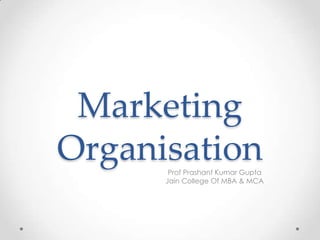 Marketing
OrganisationProf Prashant Kumar Gupta
Jain College Of MBA & MCA
 
