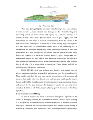 “Acid mine drainage (
to water resources. A mine with
devastating impacts on rivers,
concern at many metal mines,
molybden...