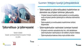 © Työterveyslaitos | www.ttl.fi 7
Suomen Yrittäjien kyselyn johtopäätöksiä
 