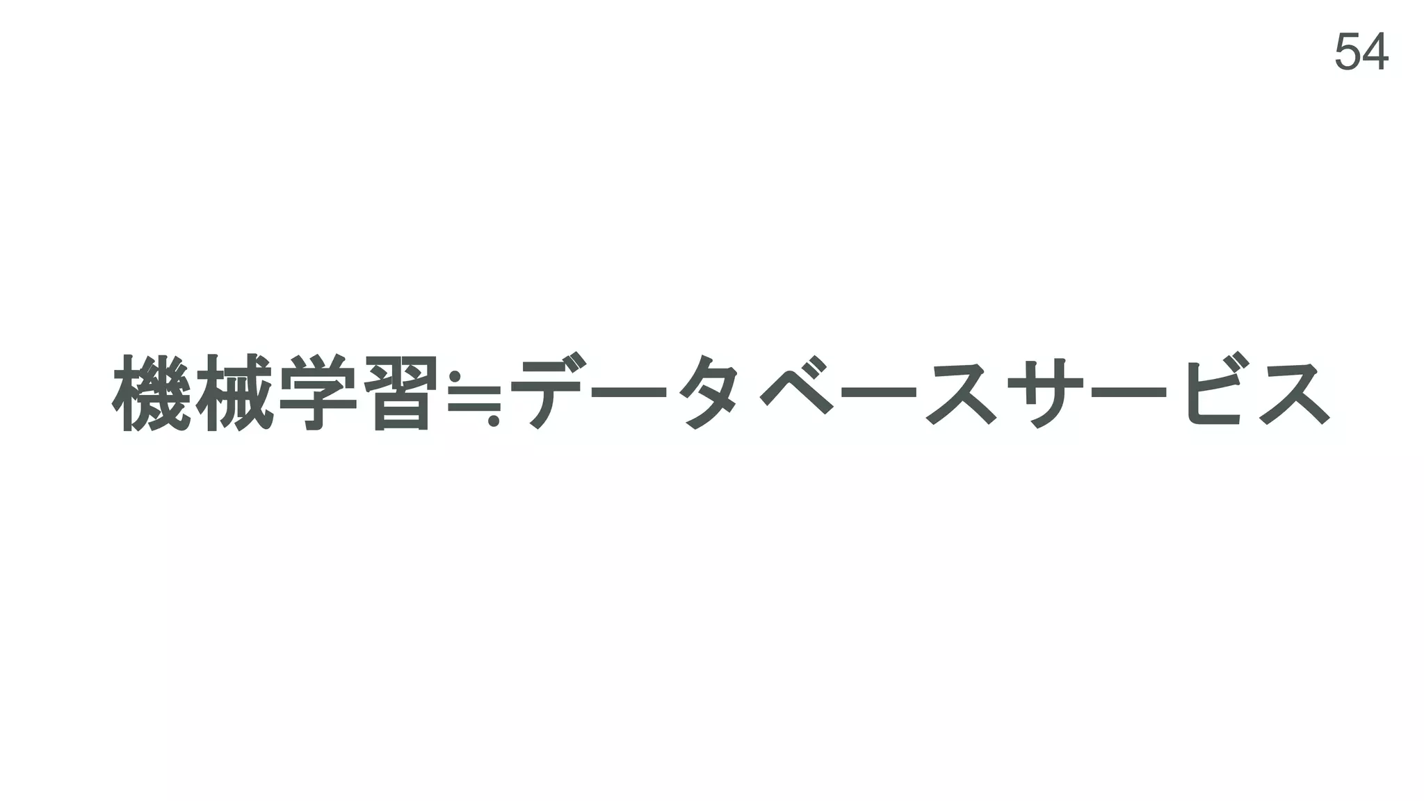 54
機械学習≒データベースサービス
 