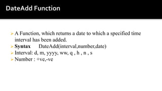 27. mathematical, date and time functions in VB Script | PPT